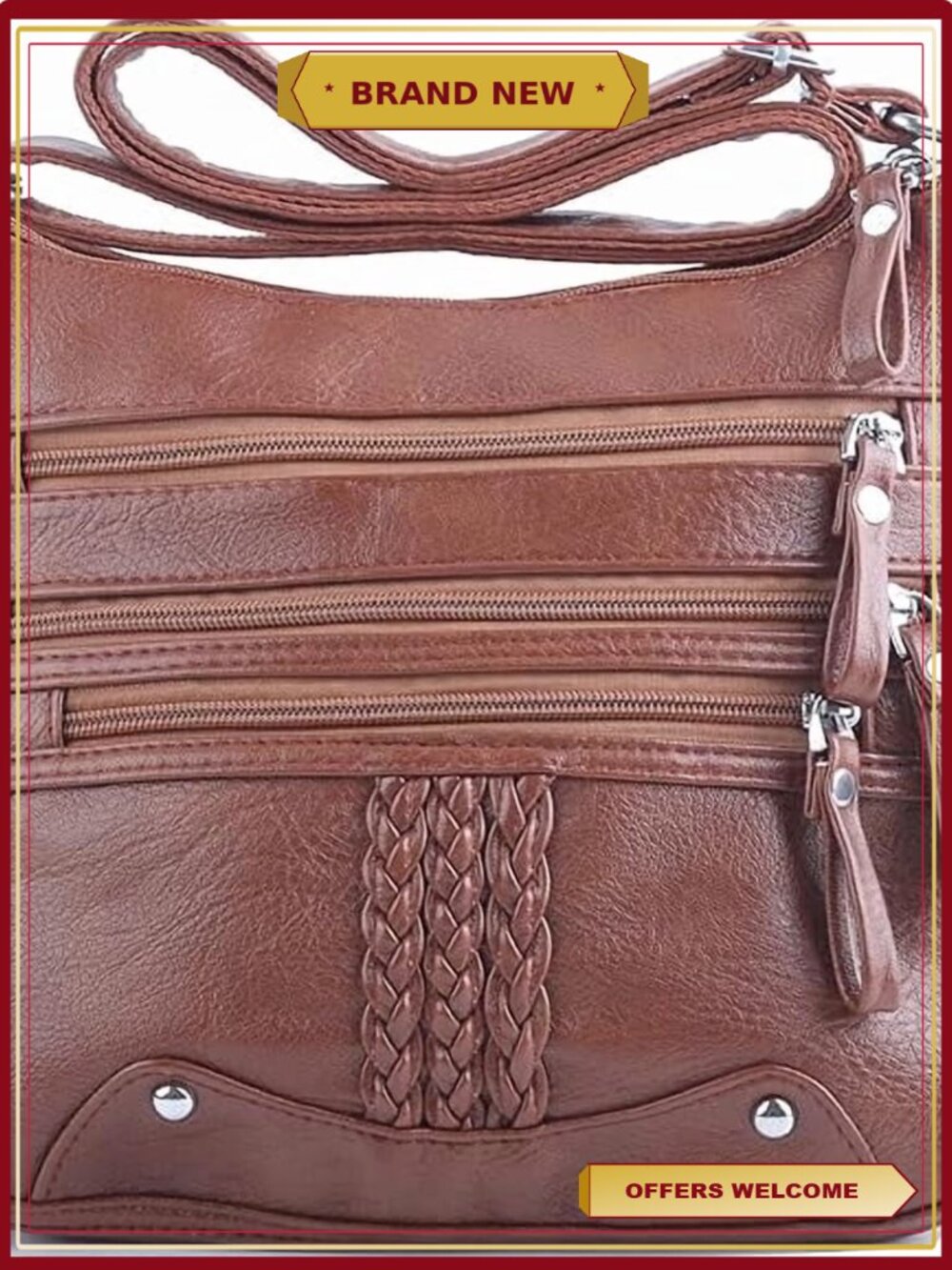10 Pockets Crossbody Purse Women Soft PU Leather Shoulder Bag Satchel